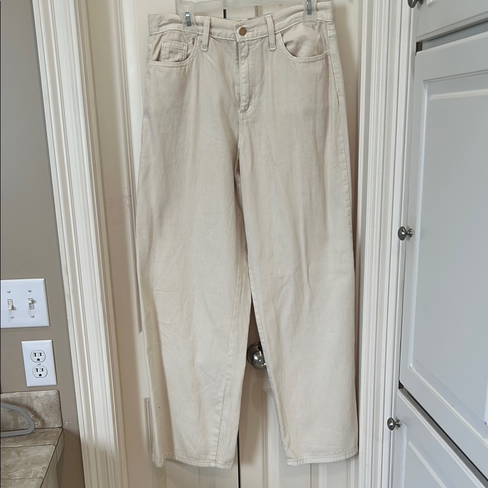 Cream Straight-Leg Jeans